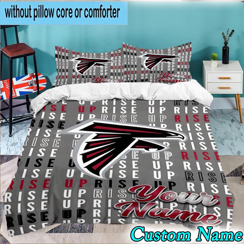 Custom Name 3PCS Atlanta Logo Bedding Set,Including  Duvet Cover And 2pcs Pillowcases Perfect for Bedroom,Dormitory,Fan Christmas gift