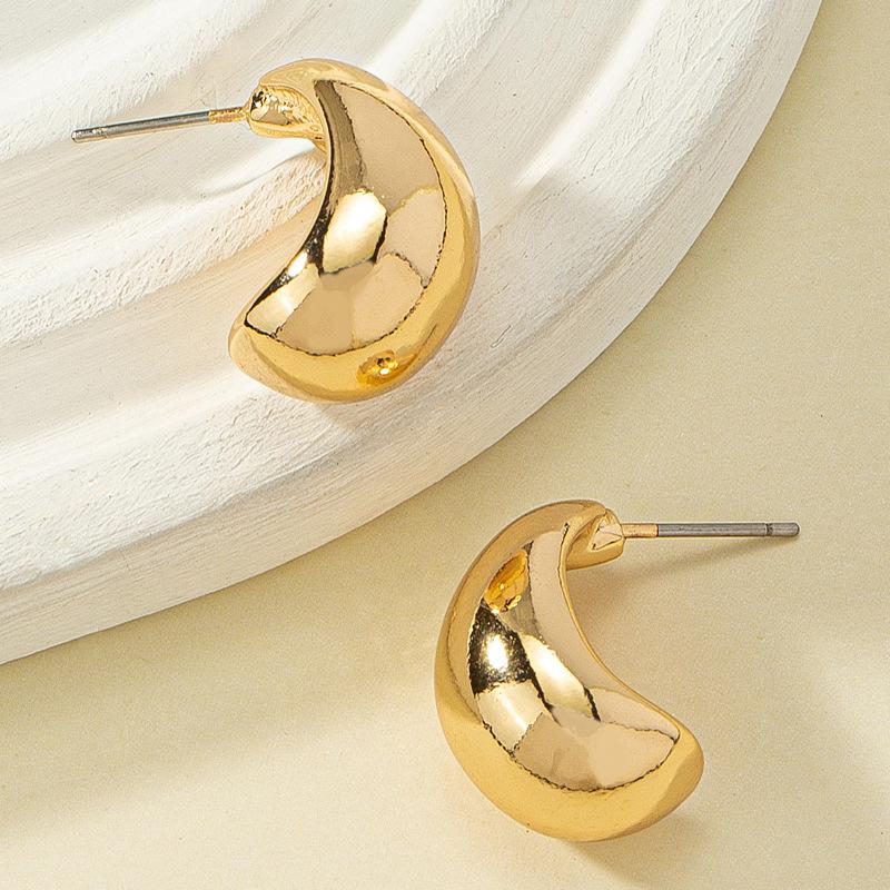 New Trendy Classic Gold Color Drop Metal Stud Earrings For Woman Korean Temperament Goth Party Jewelry Girls Unusual Accessory