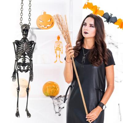 Halloween Skeleton Necklace Movable Joints Gothic Vintage Metal Skeleton Hanging Decoration Chain Pendant Men Women Couple Necklace