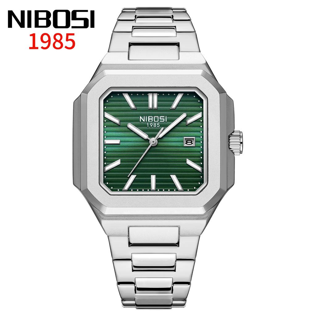 NIBOSI Luminous Square Man Watch Waterproof Business Men Watch Stainless Steel Quartz Luxury Men's Watches