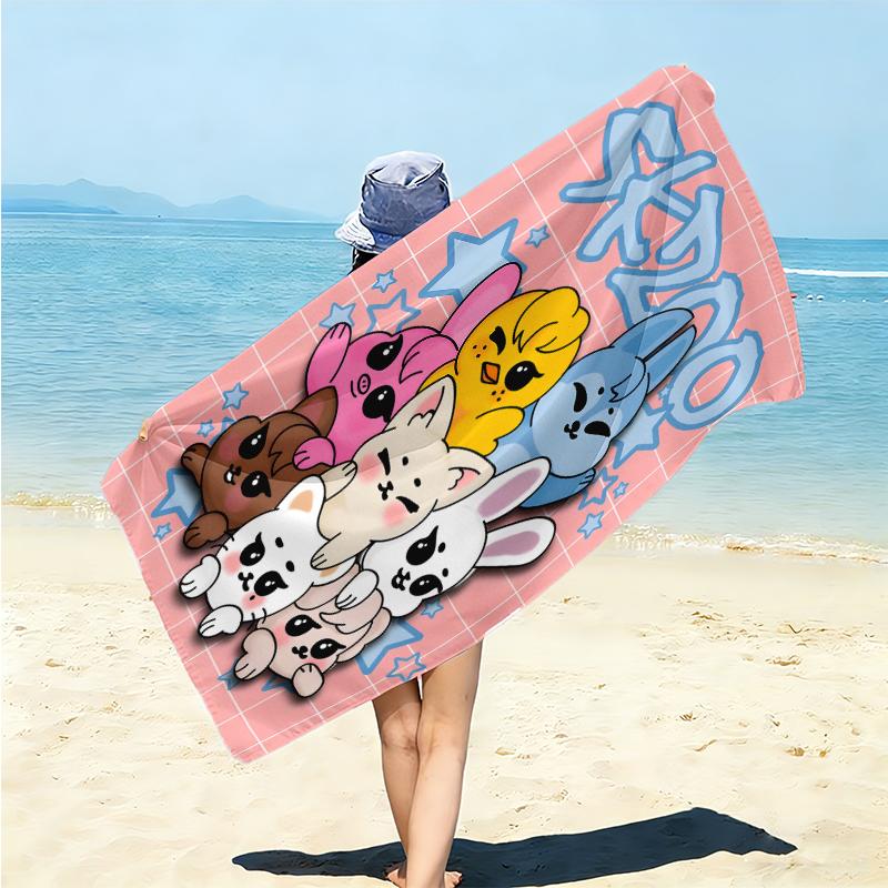 1Pc Adorable Animal Friends Beach Towel Microfiber Beach Towel Thin Absorbent For Beach Swimming Yoga Bath Sports 091742
