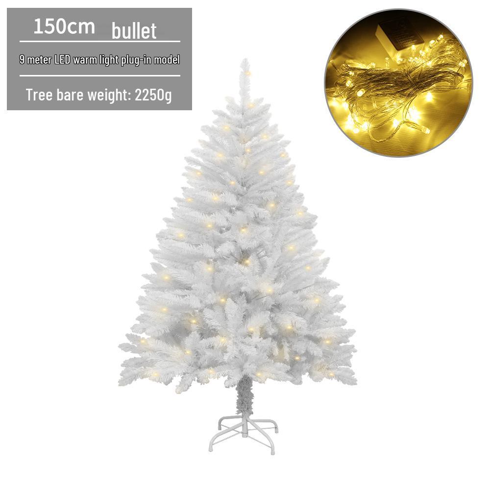 LED Luminous White Christmas Tree with Encrypted PVC and Bullet Head Design