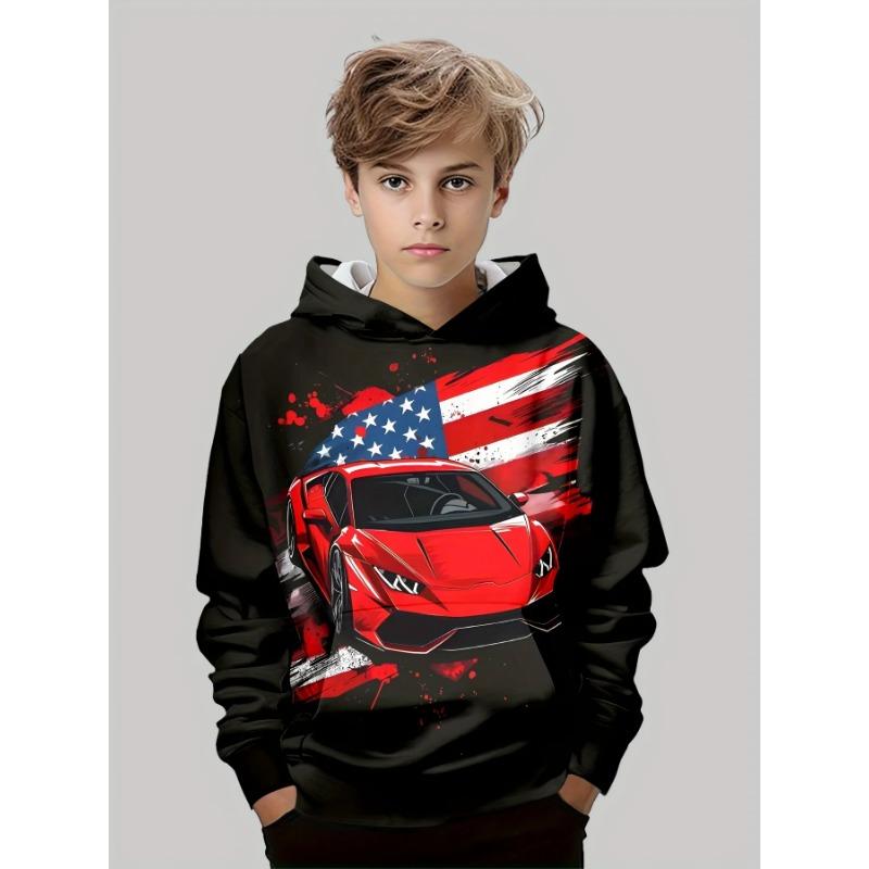 Autumn 3D  Sport Car Printed Hoodies Fashionable Casual Sports Long Sleeved Children's Boy Hooded Sweatshirts