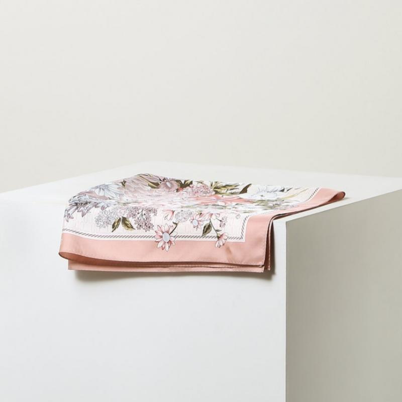 Daks Pink Winter Flower Silk Scarf Dcsc6e322p2