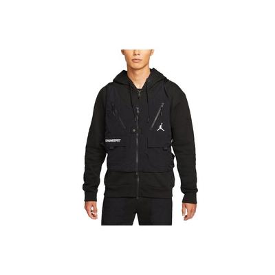 Mehrfachtaschen Einfarbiges Logo Abnehmbare Fleece-gefütterte Kapuzenjacke Herren Oberbekleidung Schwarz DC9582-010