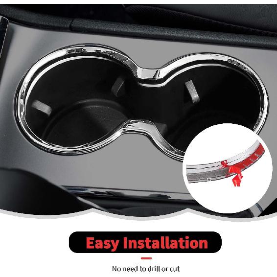Cup Holder Trim Cover Frame Decorative Interior Accessories for Jeep Grand Cherokee 2011-2021 (Chrome)