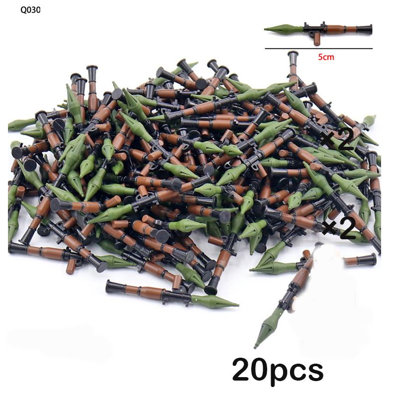MOC airdrop box spray painted bazooka two-color olive green bronze weapon equipment small particle construction block accessories