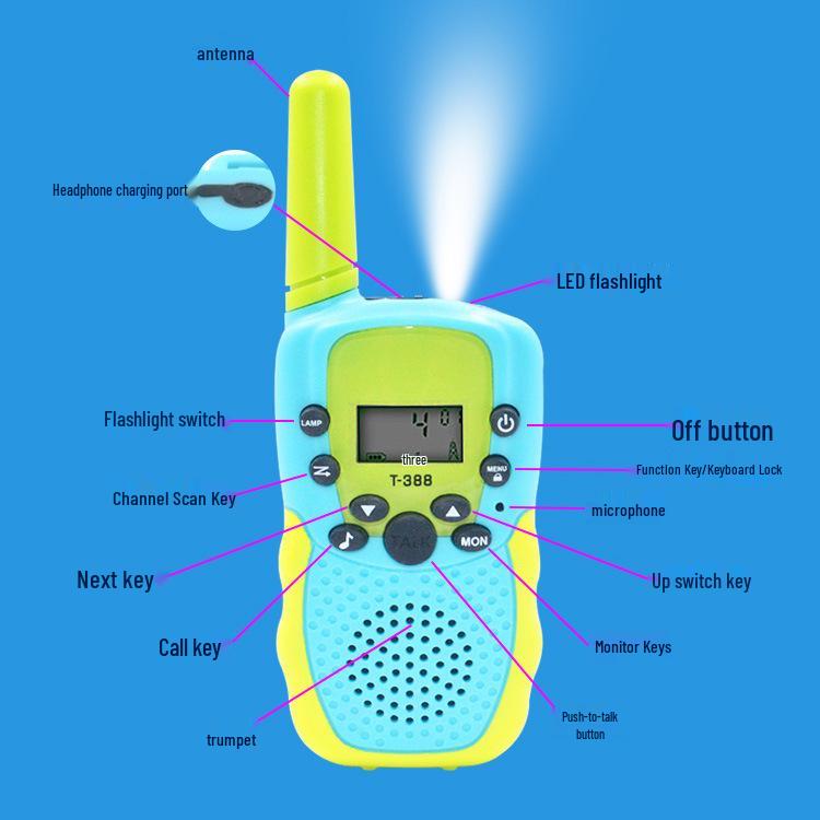 Kinder T388 Camouflage Walkie-Talkie Set: 3 km Reichweite, 2er-Pack, Drahtlose Mini-Pager für den Außenbereich.