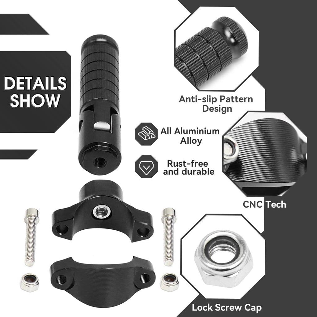 Foot Pegs Non-sliding Footrest Motorcycle Bicycle Folding Foot Pegs 90 Degree Foldable Electric Motorbike Passenger Footrests Rearsets Rear Set