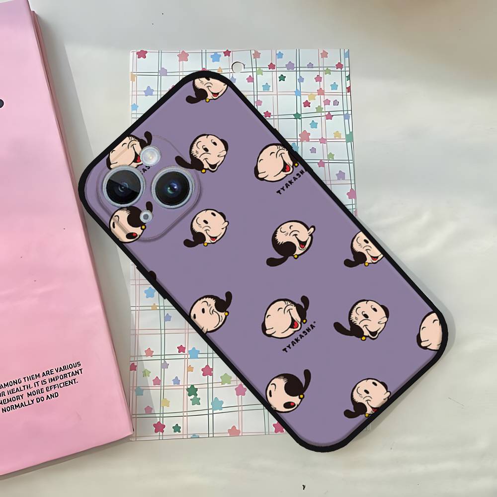 Cartoon P-popeyes-Sailors Phone Case For IPhone 1716 15 14 13 Pro Max 11 12 Mini X Xs XR Black Silicone Cover