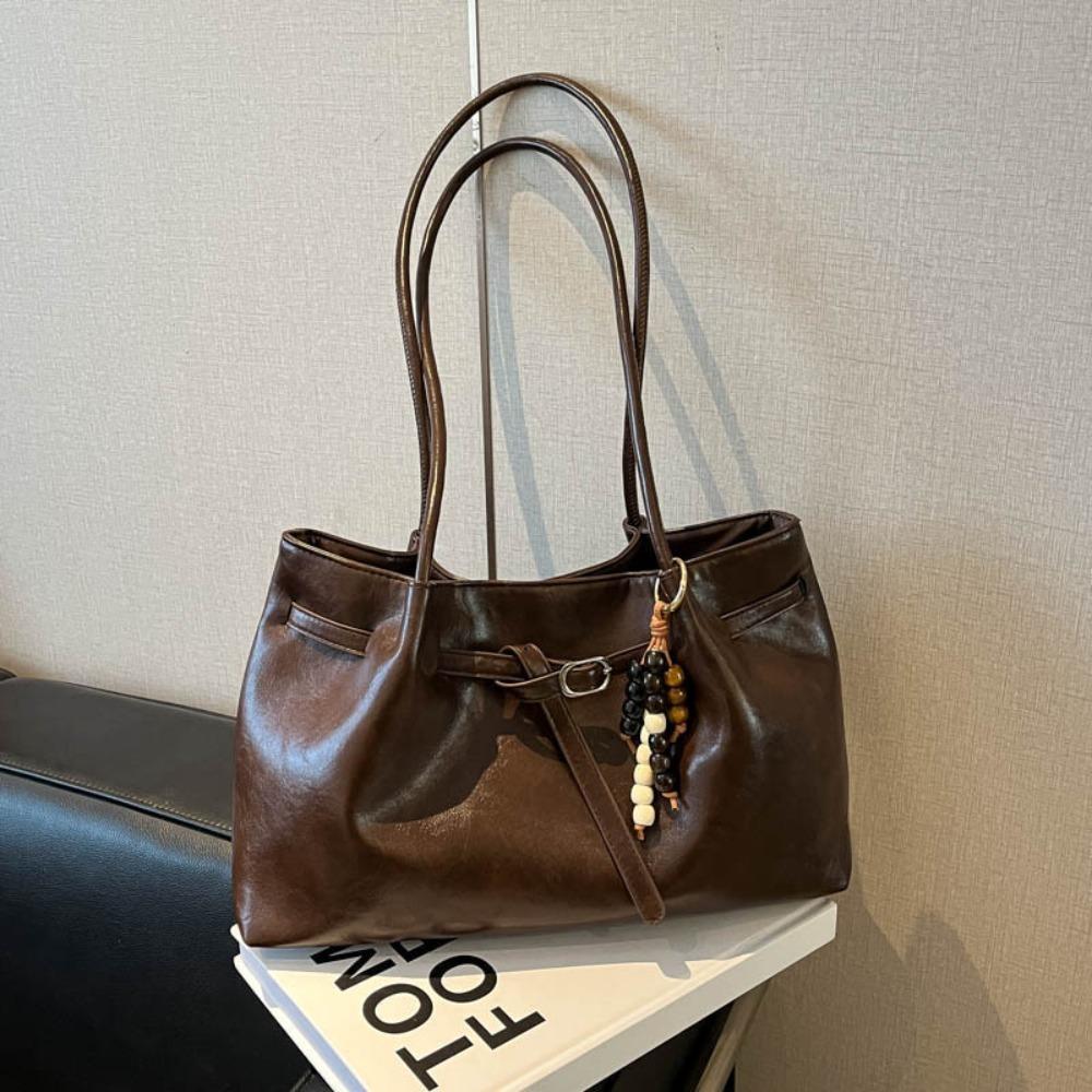 Suede/PU Leather Shoulder Bag Retro Elegant Handbag Available In 4 Colors Solid Color Commuting Tote Bag School/Travel/Work