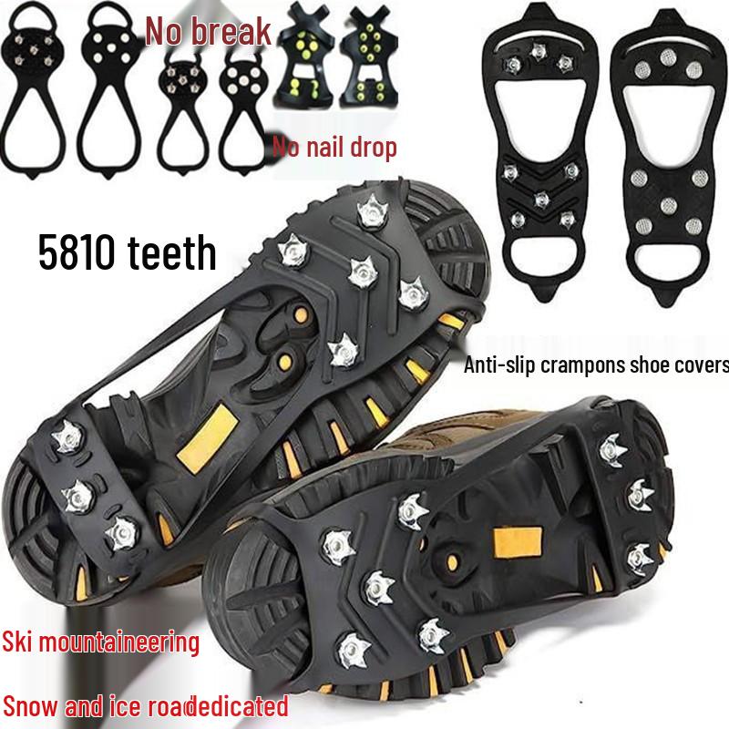 Five-Tooth Anti-Slip Ice Cleats for Snow and Outdoor Hiking