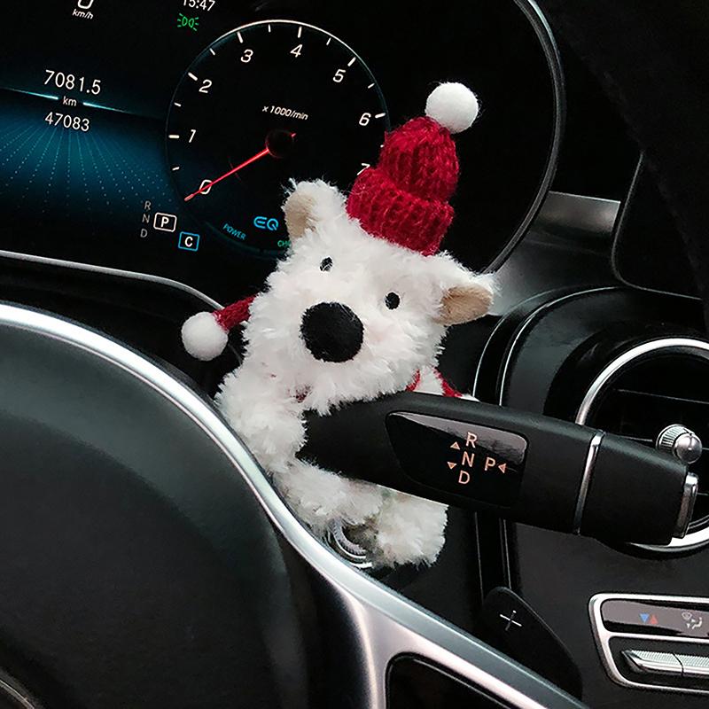 Cute Puppy Car Windshield Wiper Decorations Interior Plush Doll Creative Gift Shoulder Pads Car Interior Decoration Accessories