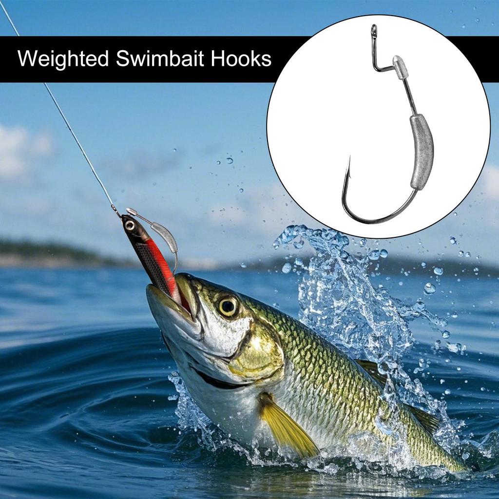 Weighted Swimbait Hooks Angling Bait Accessory High-Strength Weighted Swimbait Hooks For Lake River Pond Saltwater Freshwater