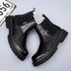 New Autumn Winter Motorcycle Boots Men's Trend Leather Plus Fleece Warm Work Boots Retro Platform Chelsea Boots  D312