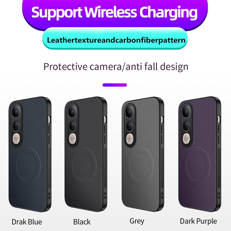 For Vivo V50 Luxury Carbon Fibre For Magsafe Magnetic Case For Vivo V50 Lite Wireless Charging Lens Protector Cover For VIVO V50
