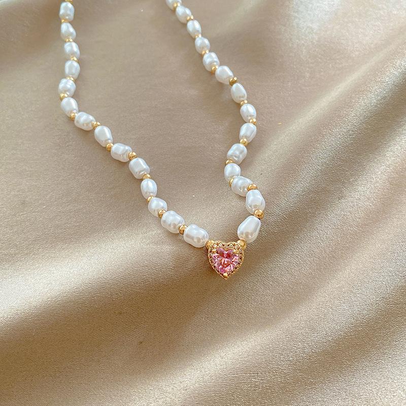 Meier Niche Stylecasuallove Zircon Necklace Female Internet Celebrityaccessible Luxury Baroque Pearl Easiest for Match Clavicle Chain