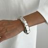 2026 New Exaggerate Punk Blue Coffee Irregular Resin Acrylic Bangles Thick Geometric Bangle Silver Metal Bracelet Jewelry Women
