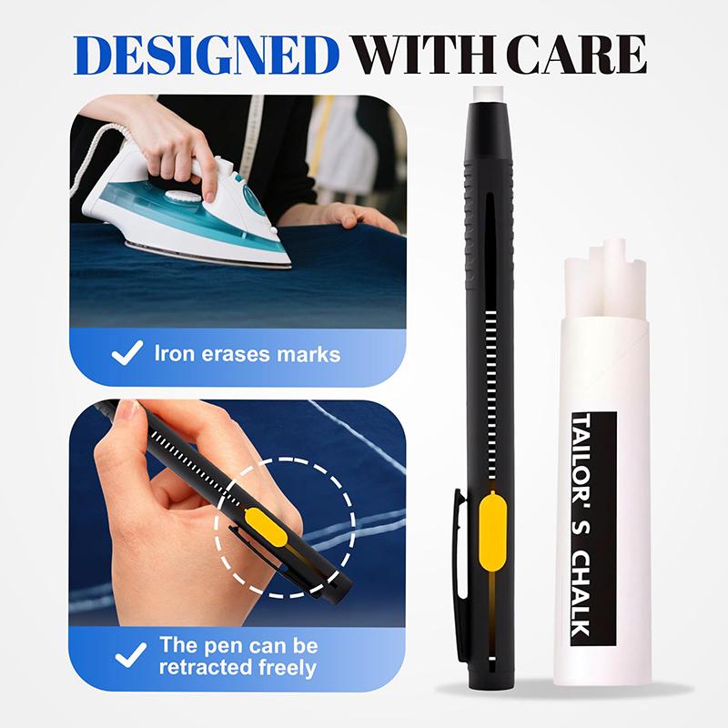 2 Pens+20 Premium Refills Chalk Pencil Patchwork Disappearing Fabric Marker Pens For Diy Craft Sewing Marking Chalk Sewing