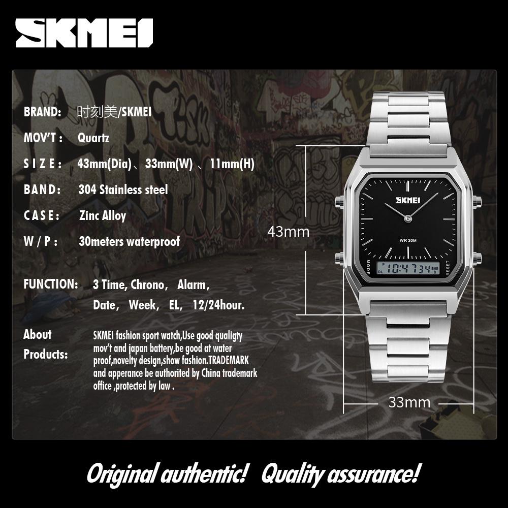 Skmei Women Digital Watch Waterproof Stainless Steel Simple Elegant Wrist Watch For Women Men Man 1220