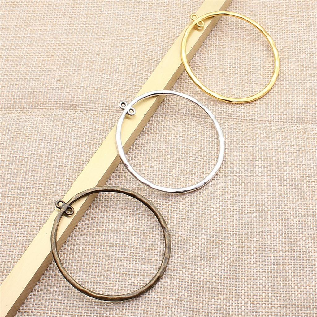 Irregular Oval Frame Connectors Moon Hammered Texture Links For Earring Making