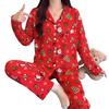 Autumn and winter new Christmas high-value imitation cotton pajamas women's loungewear long-sleeved trousers set can be worn outside