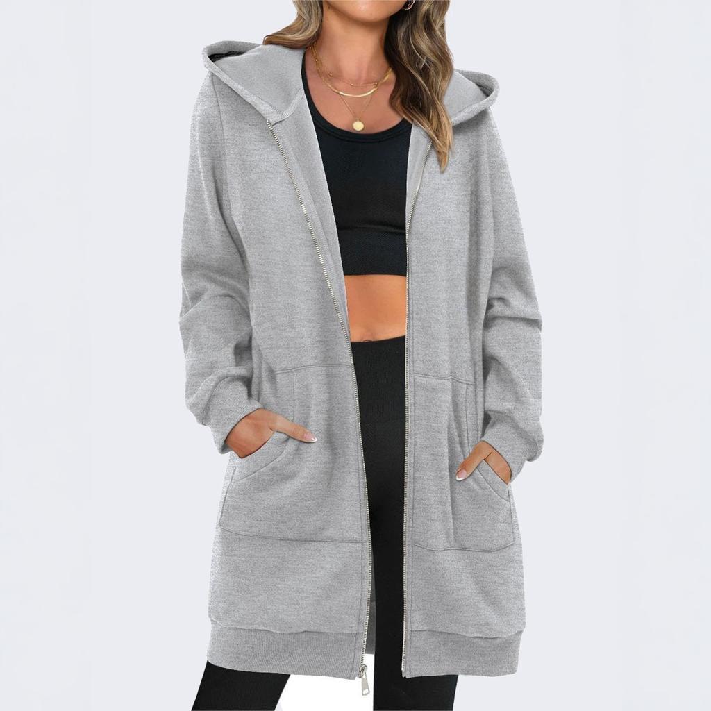Women's Zip Up Hooded Hoodie Long Sleeve Loose Fit Casual Pullover Sweatshirt Top