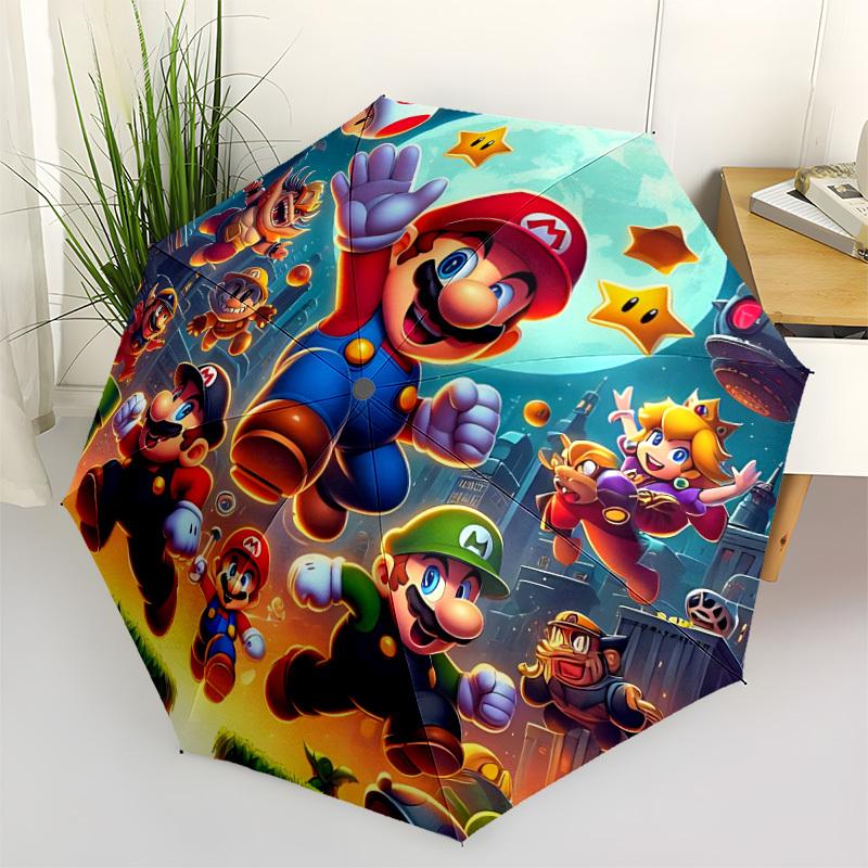 1pc Mario Bros Adventure Automatic Folding Cute Umbrella - Lightweight, Retractable Design with 8-Rib Durability, Perfect for Outdoor22