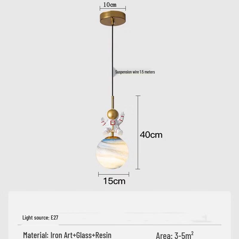 Creative Nordic Astronaut Moon Pendant Lamp with 3-Color Light