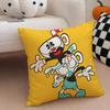 Retro Cartoon American Game CCuphead Cushion Cover Throw Pillow Cover Hidden Button Durable Polyester Chair Cushion
