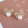 Top-Selling Faux Pearl Bow Stud Earrings for Women - Fashionable, Versatile, Sweet Style
