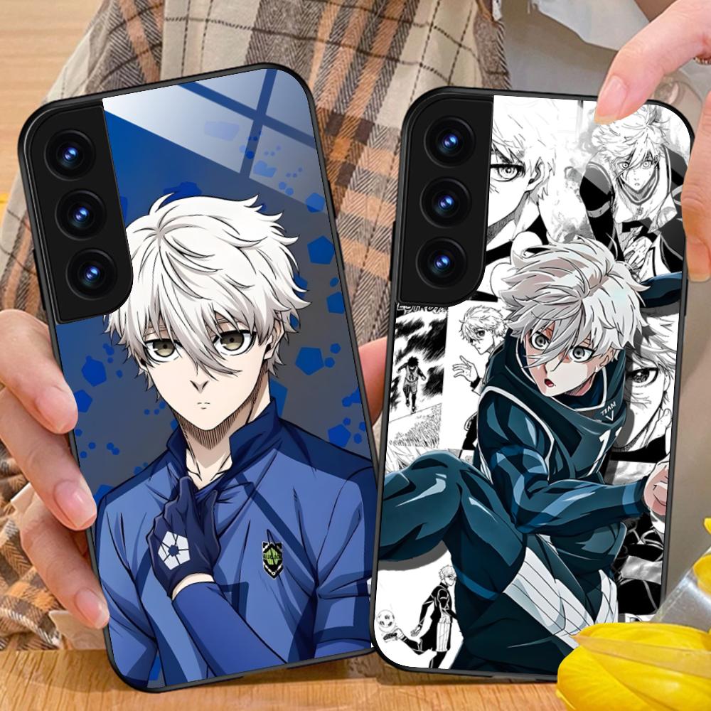 Blue Lock Nagi Seishiro Phone Case for Samsung Galaxy S26 S25 S24 S23 S22 S21 S20 Note20 Plus FE Ultra Glass Colorful Cover