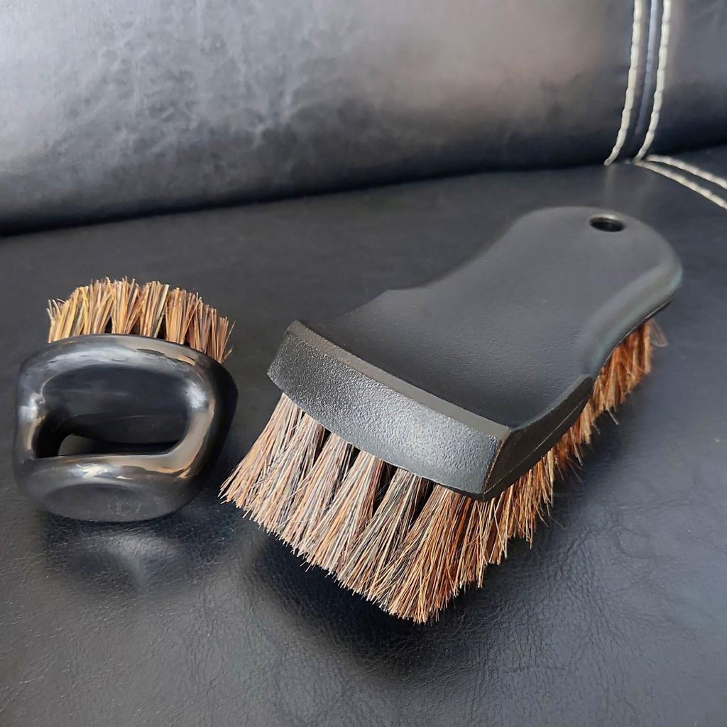 Auto Leather Cleaning Brush Set Genuine Horsehair Detailing Brush Car Detail Clean Tools for Car Leather Fabrics Carpets Etc
