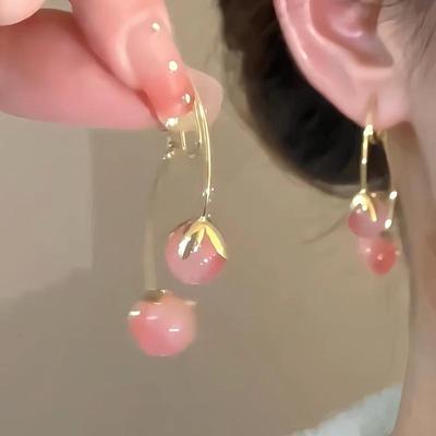 Charmante rosa Feen-Tomaten-Quastenohrringe für Damen