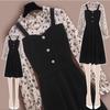 Robe deux-pièces élégante et amincissante à manches longues, grande taille, effet rajeunissant, idéale pour le printemps et l'automne 2026