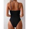 European and American Sexy Hollow One-piece Swimsuit Female Hottie Style Backless Thin Shoulder Straps Cover Belly and Look Thin Vacation Swimsuit
