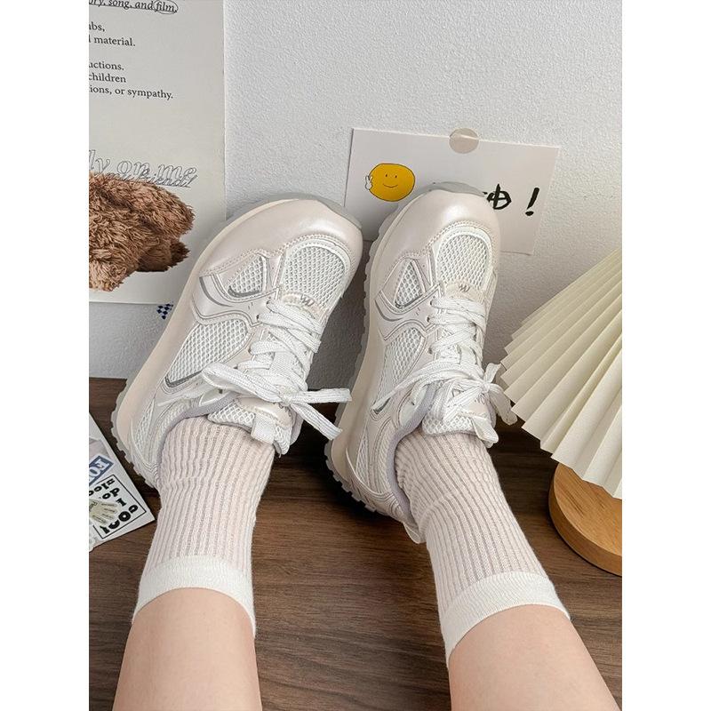 Silver Platform Heightening Moral Training Shoes Women's 2025 New Fashion Versatile Mesh Breathable Sports and Leisure Forrest Gump Shoes