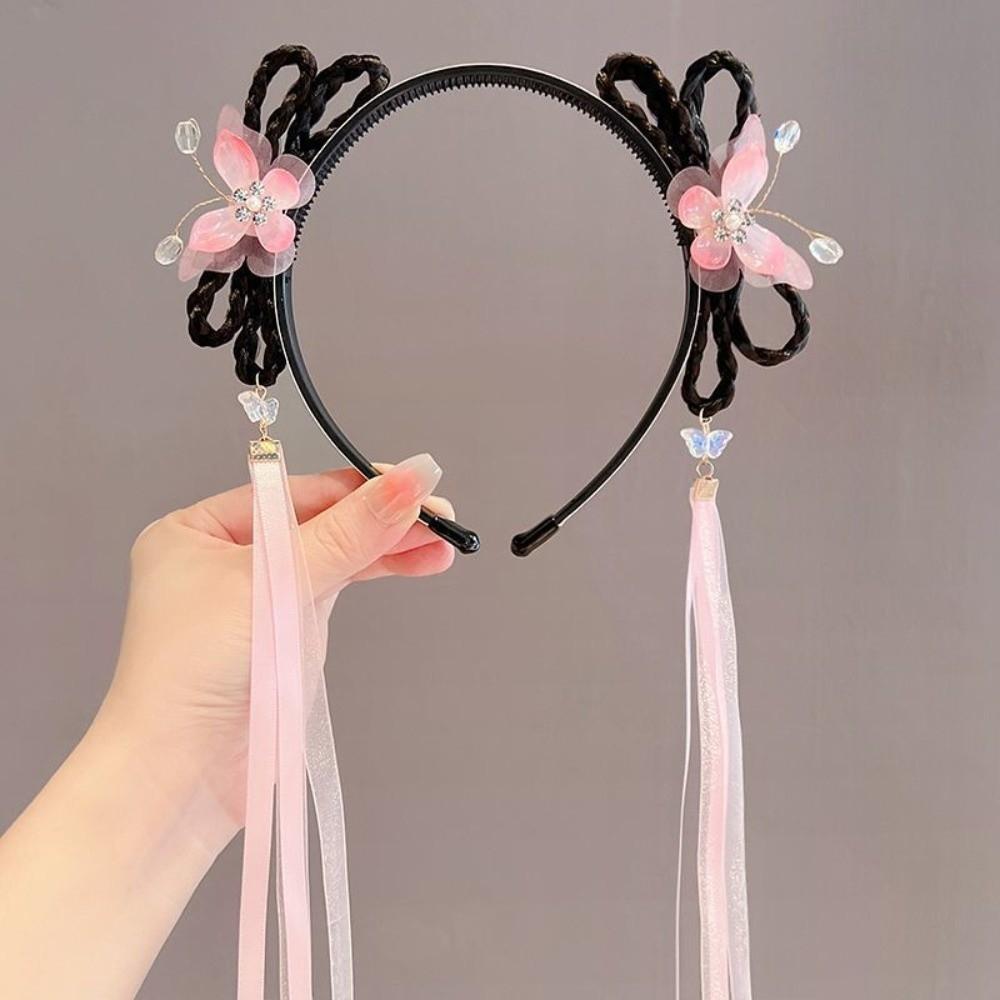 Tassel Butterfly Ribbon Headband Chinese Style Hair Bands for Children Gifts