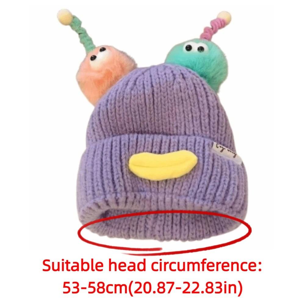 Gifts Korean Style Sausage Mouth Beanie Candy Color Soft Cartoon Knitting Hat Headgear Thickened Pullover Hats Outdoor