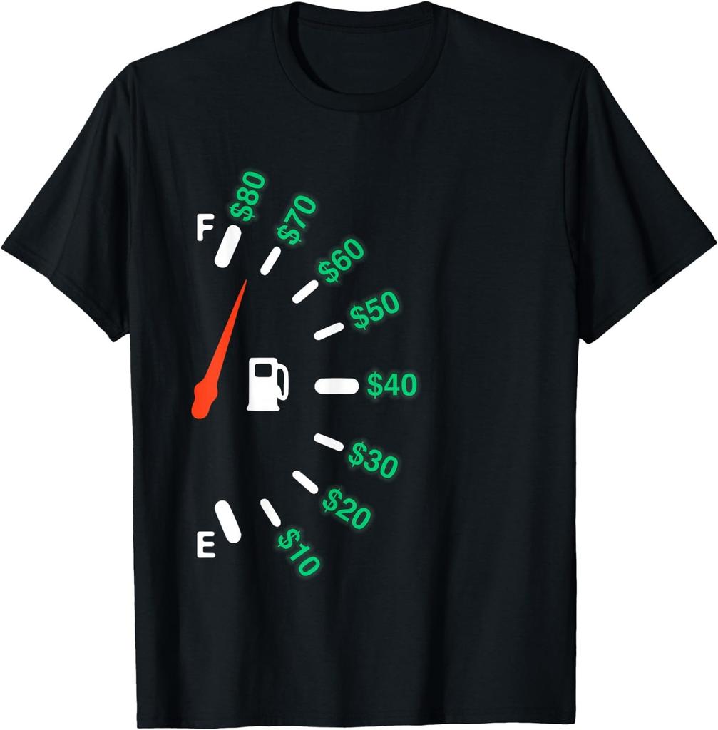 Funny Gas Prices Gauge Fuel Meter Full Empty Indicator T-Shirt