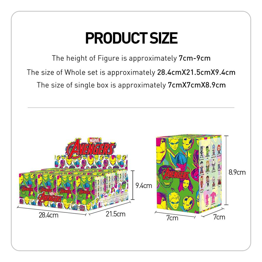 POP MART MARVEL Avengers Series [Assorted Box of 12] Pop Mart Gachapon Blind Box Figures, Plastic Models, Premium Toys, PVC Soft Vinyl, Original
