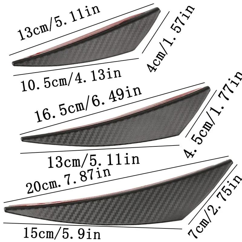 6pcs Front Bumper Lip Decoration Carbon Fiber Spoiler Splitter Wing Protection Guard Canard Auto Modified Canard Decor