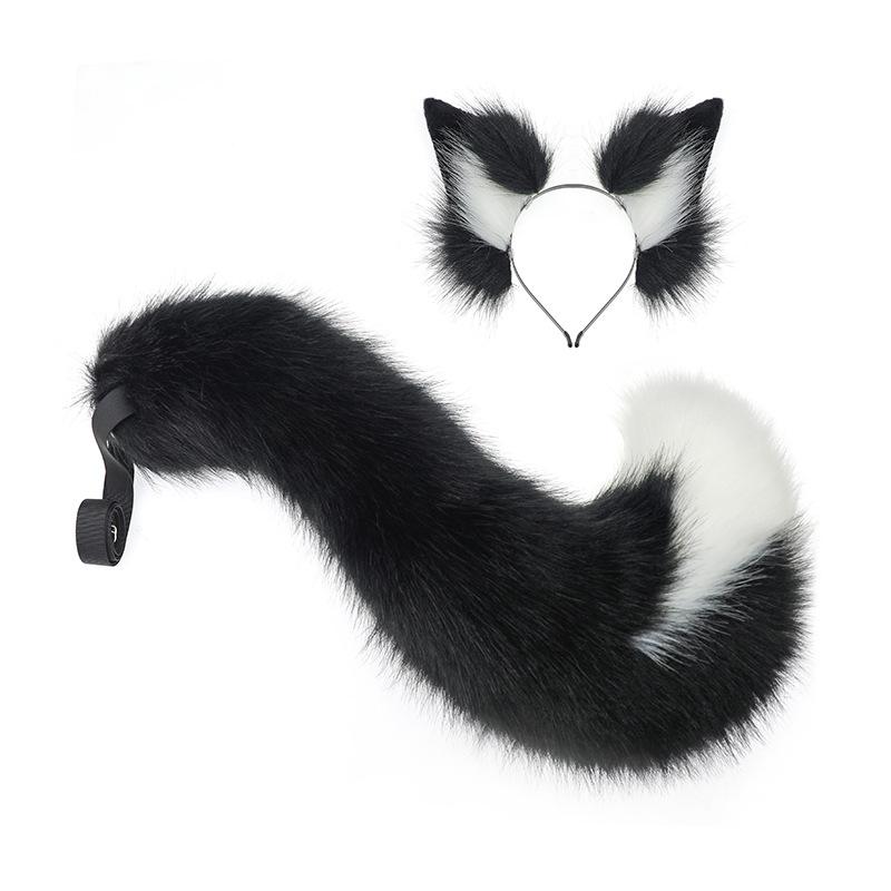 Handmade Fox Girl Beast Ear Girl Headband Comic Show Demon Fox Tail Cos Props Halloween Fox Ears Tail Set