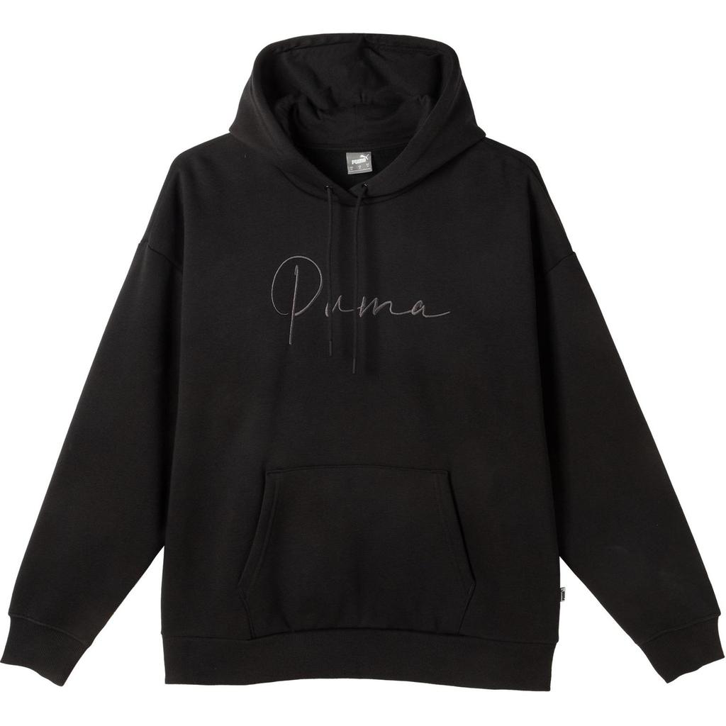 Puma Tonalscript Hoodie With Letter Embroidery And Drawstring Hooded Pullover Sweatshirt Men Hoodies Black 684401-01