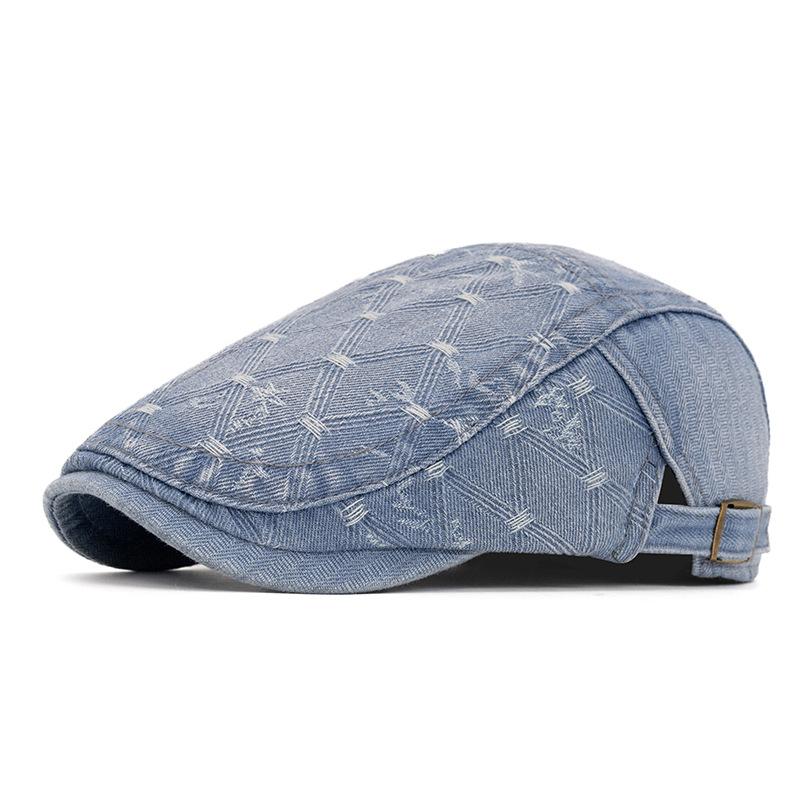 Denim Forward Hat Men's Spring Summer British Cap Jacquard Beret Women's Newsboy Hat Peaked Cap