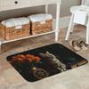 1PC Cat & Floral Vignette Kitchen Rug Non-Slip Door Mat Pop Design Bathroom Rug Bath Mat Carpet for Home Sink Laundry Decor