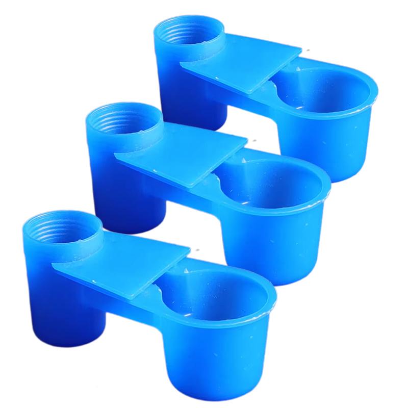 

3Pcs Bird Quail Drinker Cups Water Bottle Cup Cat Chicken Pigeon Parrot Hamster Double Nozzle Water Guide For Bird 3pcs синий