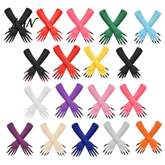 Elastic Polyester Costume Gloves 1 Pair Halloween Ghost Claw Gloves, Long Fingernail Witch Scary Cosplay Handwear Accessory, Dark Party Performance