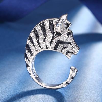 Herbst- und Winterschmuck Kupferboden Vergoldet Zebra Leichter Luxus Persönlichkeit Übertriebener Ring