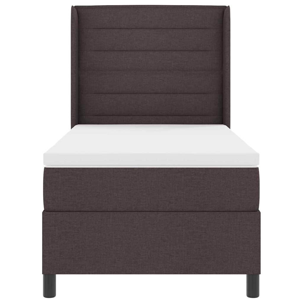 LED Box Spring Bed with Mattress Dark Brown 80 x 200 cm Fabric